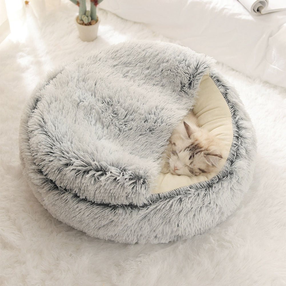 Round Plush Cat Bed.