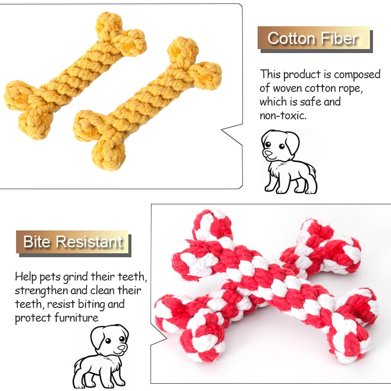 Bite Resistant Bone Shaped Cotton Dog Toy.