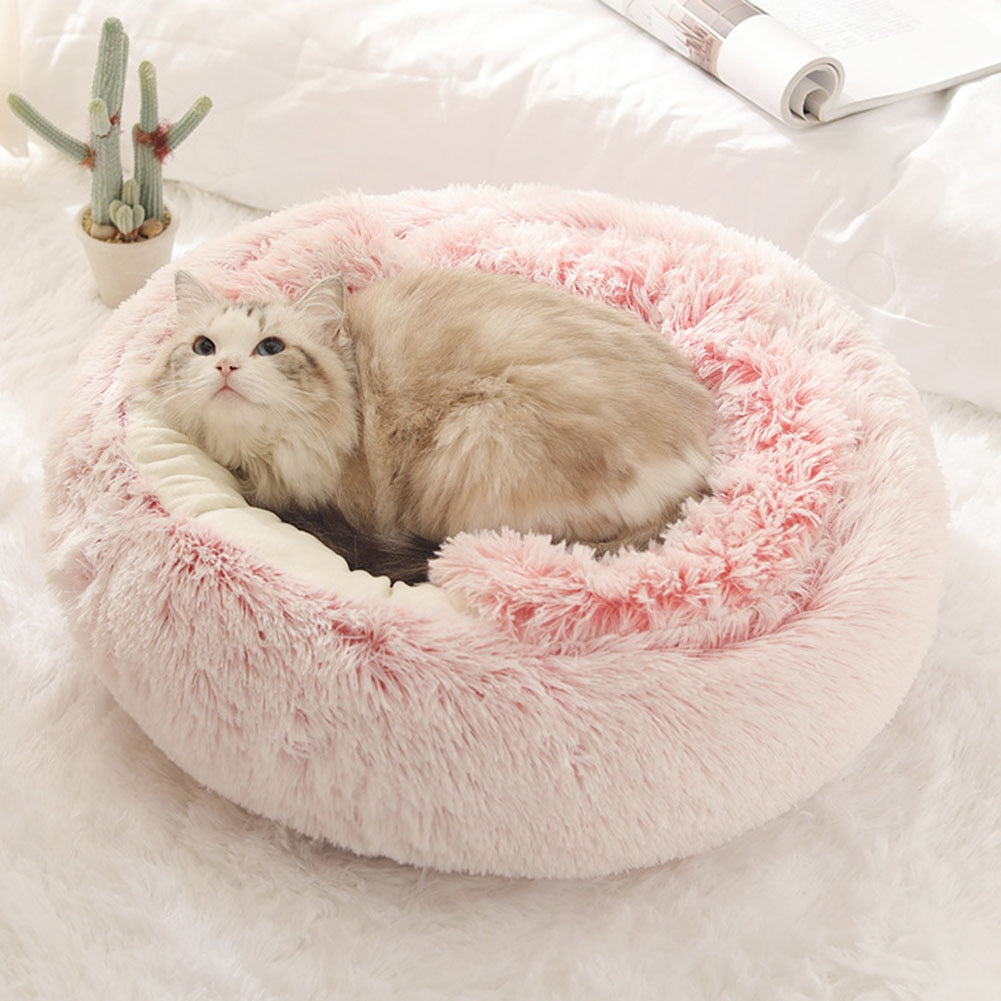 Round Plush Cat Bed.