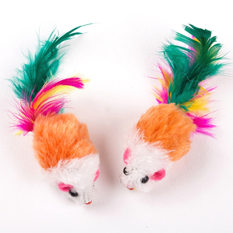 Soft Mini Fleece Feather Mouse Cat Toys.