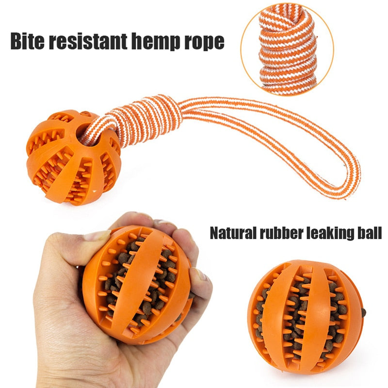 Interactive Hemp Rope Rubber Bite Resistant Leaking Balls.