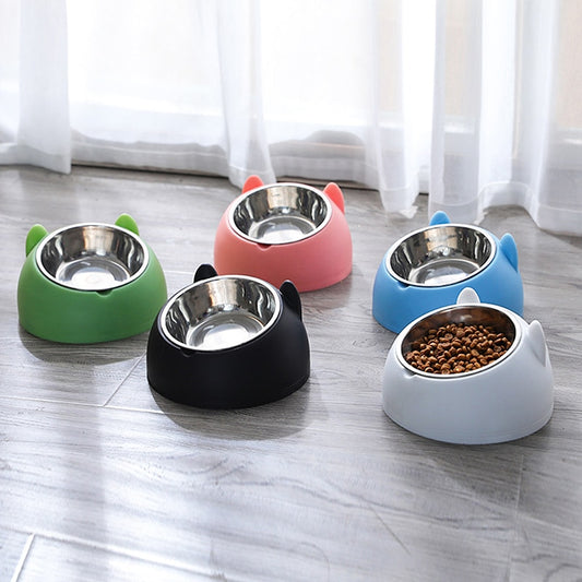 Tilted Stainless Steel Cat/Dog Bowl.