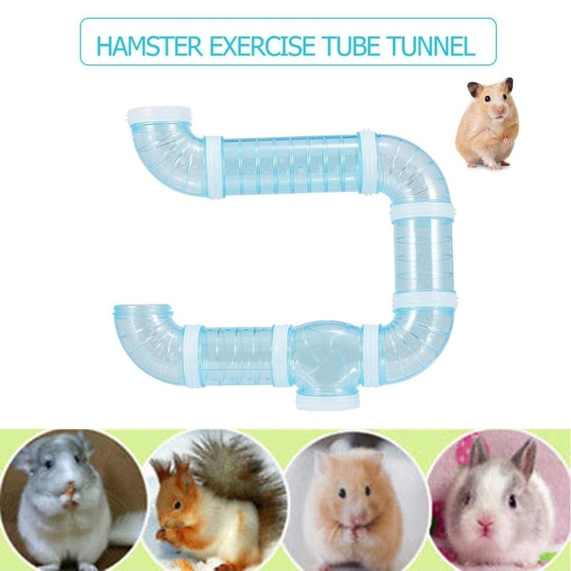 8 Piece Transparent Curved Pipe Pet Hamster Tube Set.