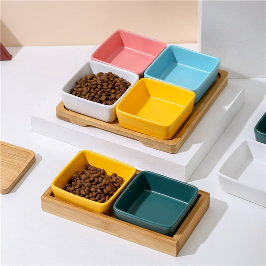 Ceramic Square Cat Bowl.