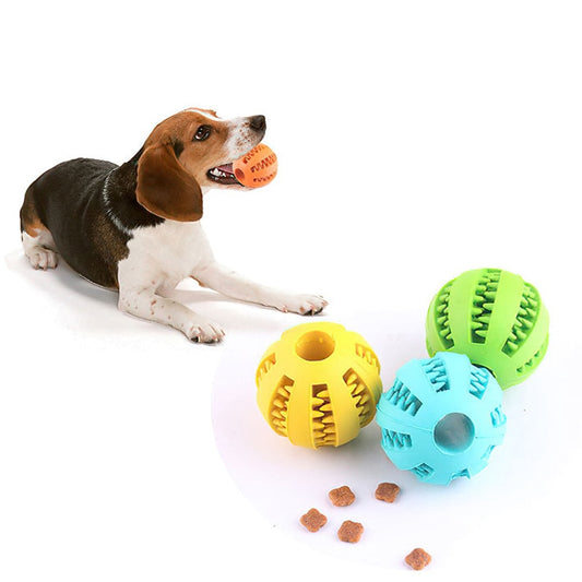 Dogs Rubber Chew and Teething Ball Toy for Cleaning Teeth, also a Slow Feeder.