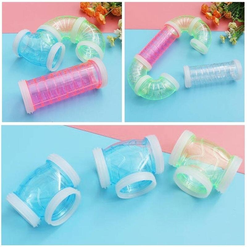 8 Piece Transparent Curved Pipe Pet Hamster Tube Set.