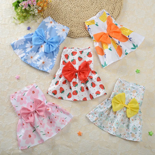 Cute Small Dog Flower Dress.